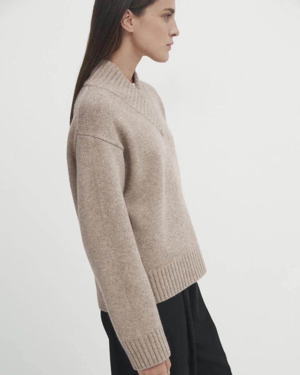 Wool Blend V-Neck Simple Sweater