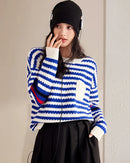 Ribbed Stripe Knit Relaxed Pullover