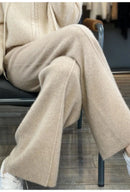 Drawstring High Waist Wide-Leg Wool Pants