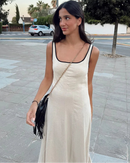 Square Neck Backless Zipper Maxi Dress