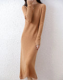 Ribbed Merino Wool Midi Dress