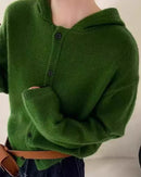 Single-Breasted Cashmere Hooded Cardigan