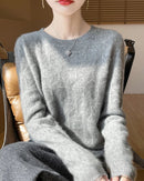 Wool O-Neck Hollow-Out Pullover Sweater