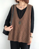 Oversized V-Neck Hollow Knit Vest