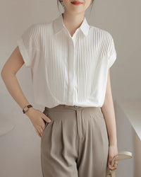 Ruffle-Sleeve Single-Breasted Shirt