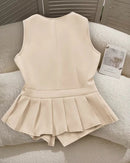 Asymmetric Button Peplum Vest
