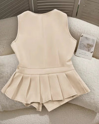 Asymmetric Button Peplum Vest