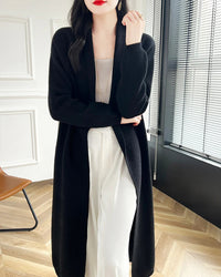 Loose-Fitting Long Wool Cardigan Sweater