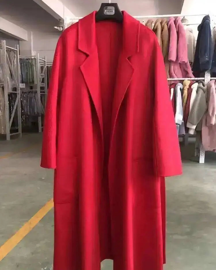 Belted Wool-Blend Wrap Coat