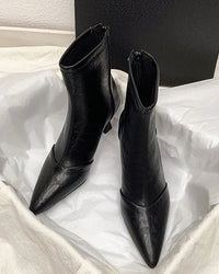 Stylish Pointed-Toe Zipper Chunky Heel Ankle Boots