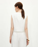 Tailored Linen Blend V-Neck Vest