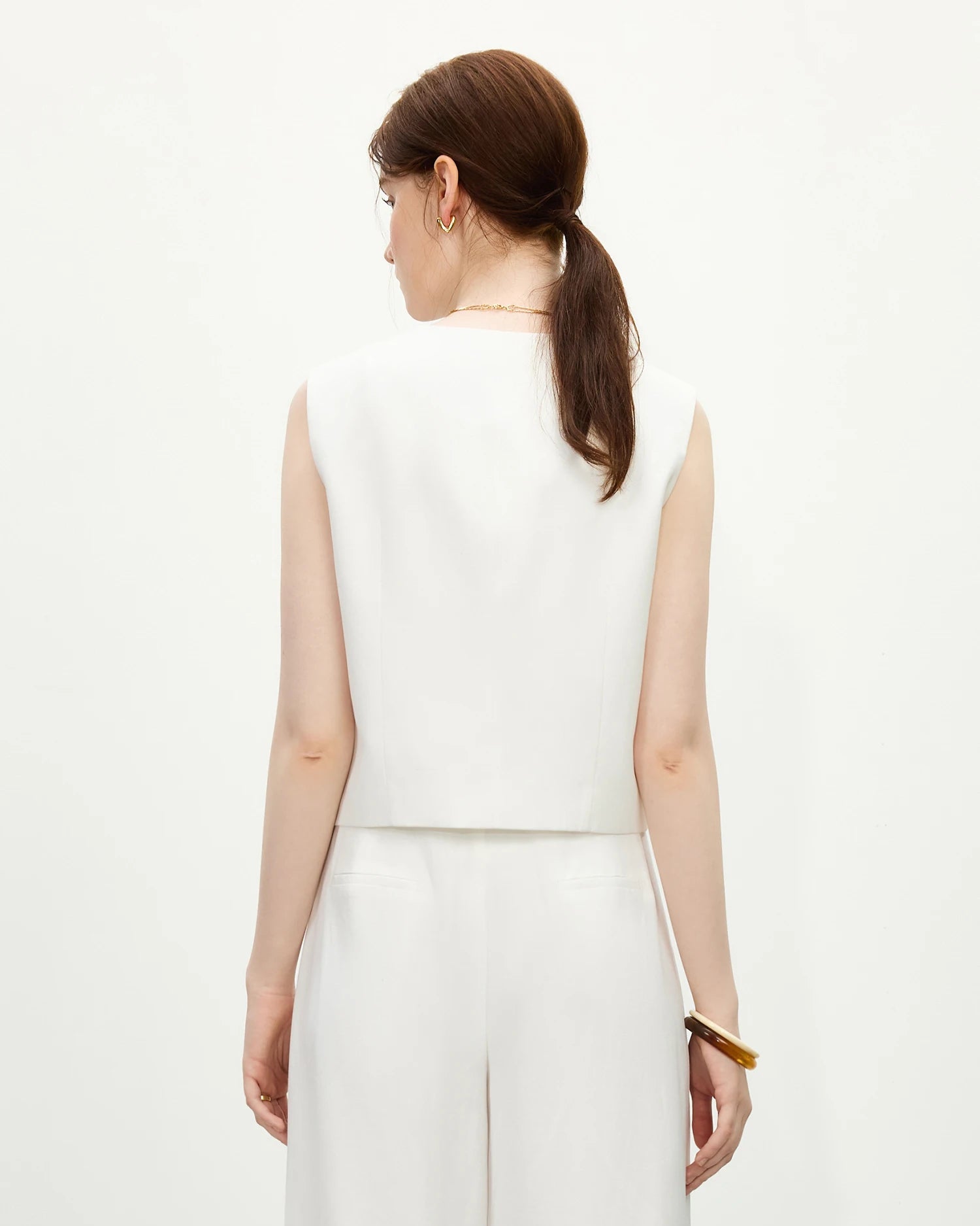 Tailored Linen Blend V-Neck Vest