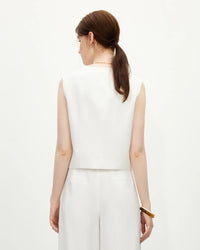 Tailored Linen Blend V-Neck Vest