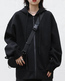 Long Zip-Up Cotton Blend Hoodie