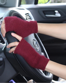 Raccoon Wool Fingerless Thumb Hole Gloves