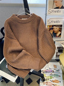 Round-Neck Oversized Knitted Pullover