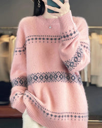 Wool Striped Spliced Oversized Knit Pullover