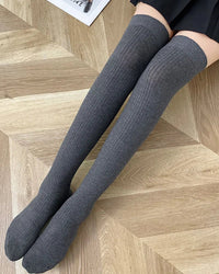 Ribbed Knit Wool Over-Knee Stockings