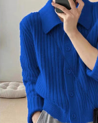 Cashmere Polo Collar Cardigan Knit Wool