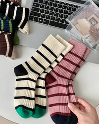 Striped Retro Loose Crew Socks