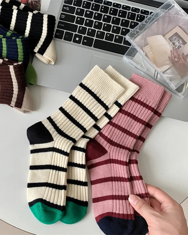 Striped Retro Loose Crew Socks