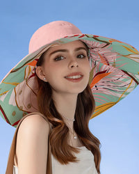 100% Cotton Floral Double-Sided Wide-Brim Bucket Hat