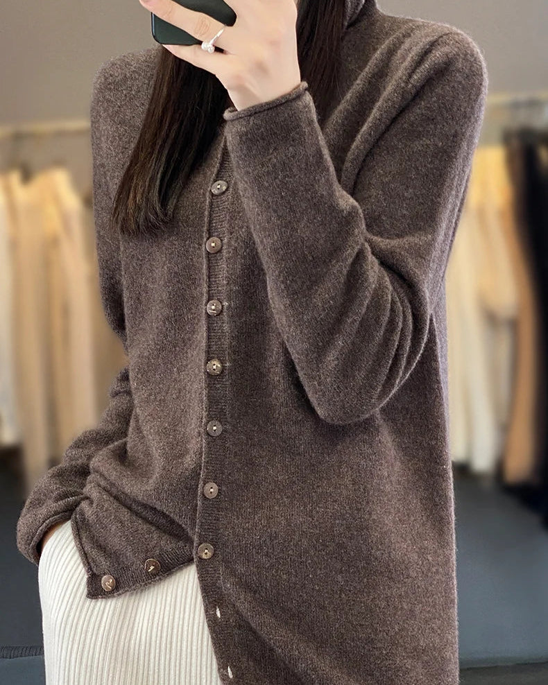 Merino Wool Hooded Cardigan
