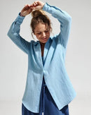 Lapel Collar Single-Breasted Loose-Fitting Shirt