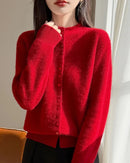 Mock Neck Merino Wool Cardigan