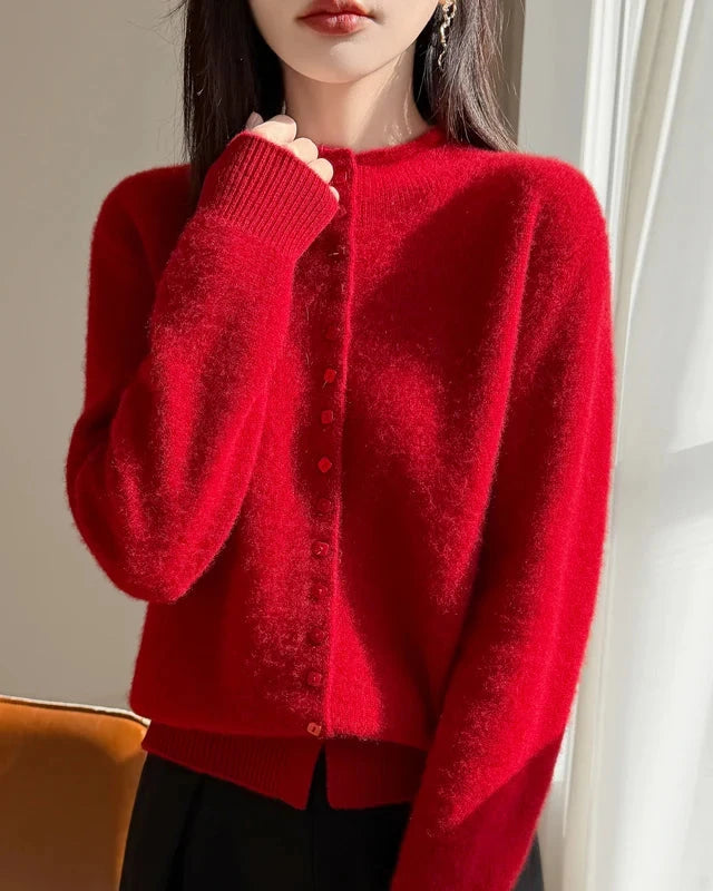 Mock Neck Merino Wool Cardigan