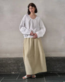 Fashionable Linen U-Neck Long-Sleeved Shirt