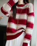 Merino Wool Stripe Block Pullover