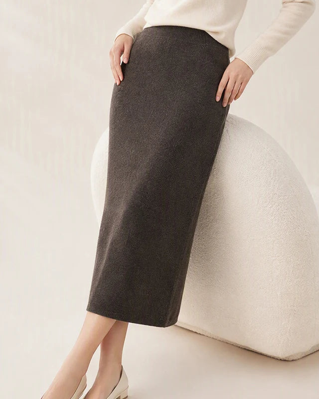 Cashmere A-Line Midi Skirt