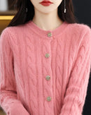 Mink Cashmere Cable Knit Cardigan