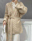 Cashmere Belted Knit Cardigan