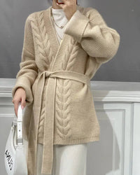 Cashmere Belted Knit Cardigan