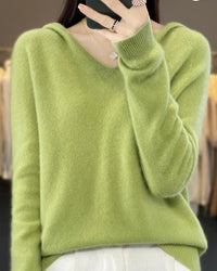Soft Wool Knit Hooded Pullover Sweater