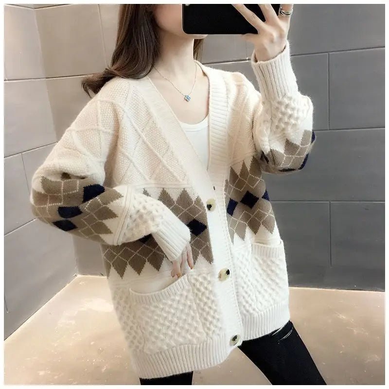 Vintage Plaid Single Breasted Cardigan