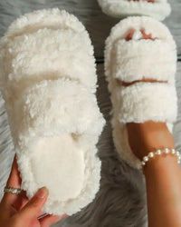 Women's Plush Open-Toe Winter Slippers