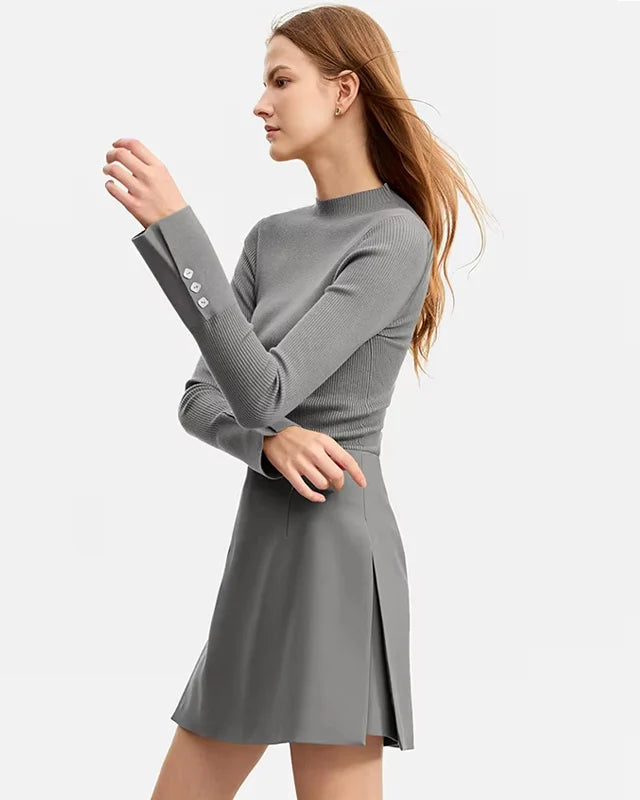 Casual High-Waisted Suit A-Line Skirt