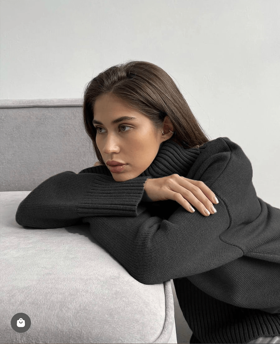 Turtle Neck Basic Knitted Split Pullover