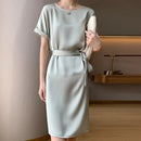 Acetate Silk Drape Satin Dress