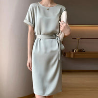 Acetate Silk Drape Satin Dress