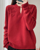 Floral-Embroidered Wool Sweater