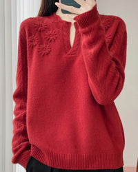 Floral-Embroidered Wool Sweater