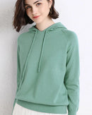 Hooded Loose-Fit Solid Knit Pullover Sweater