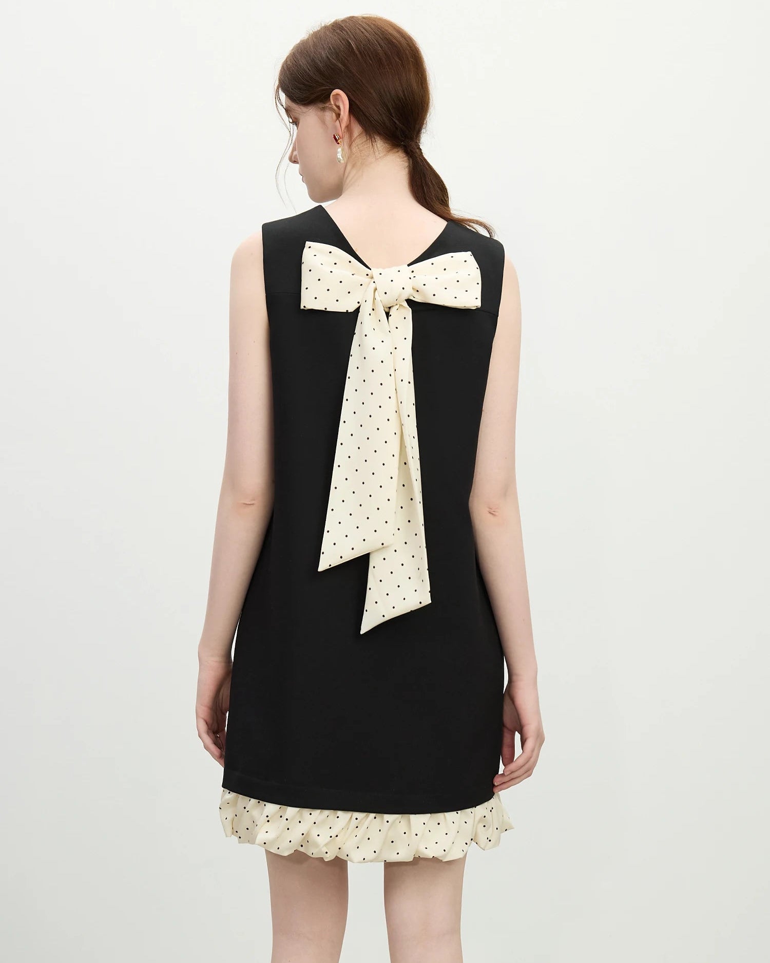 Polka Dot Bow A-Line Straight Fashion Dress