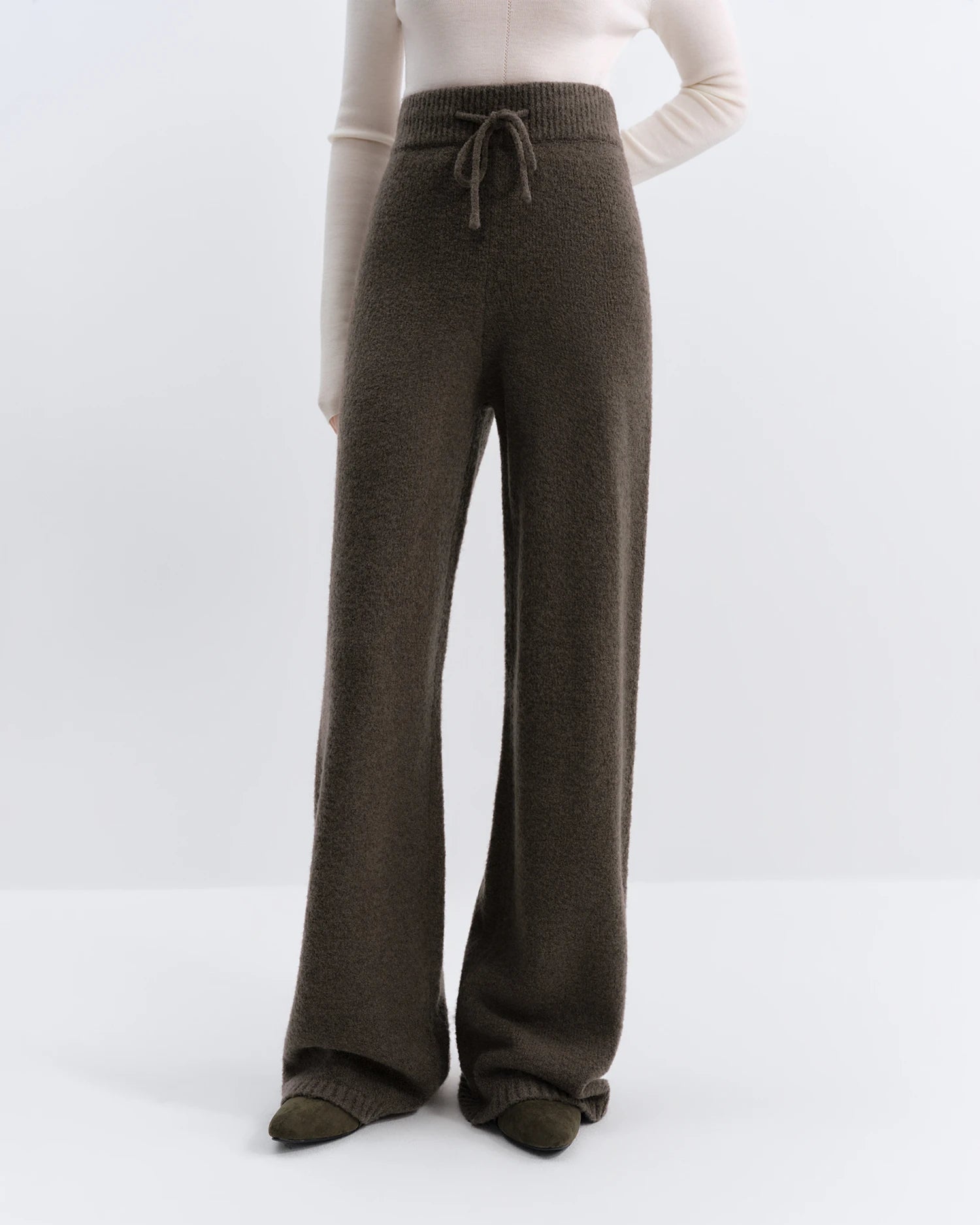 Wool Blend Knitted Long Pants