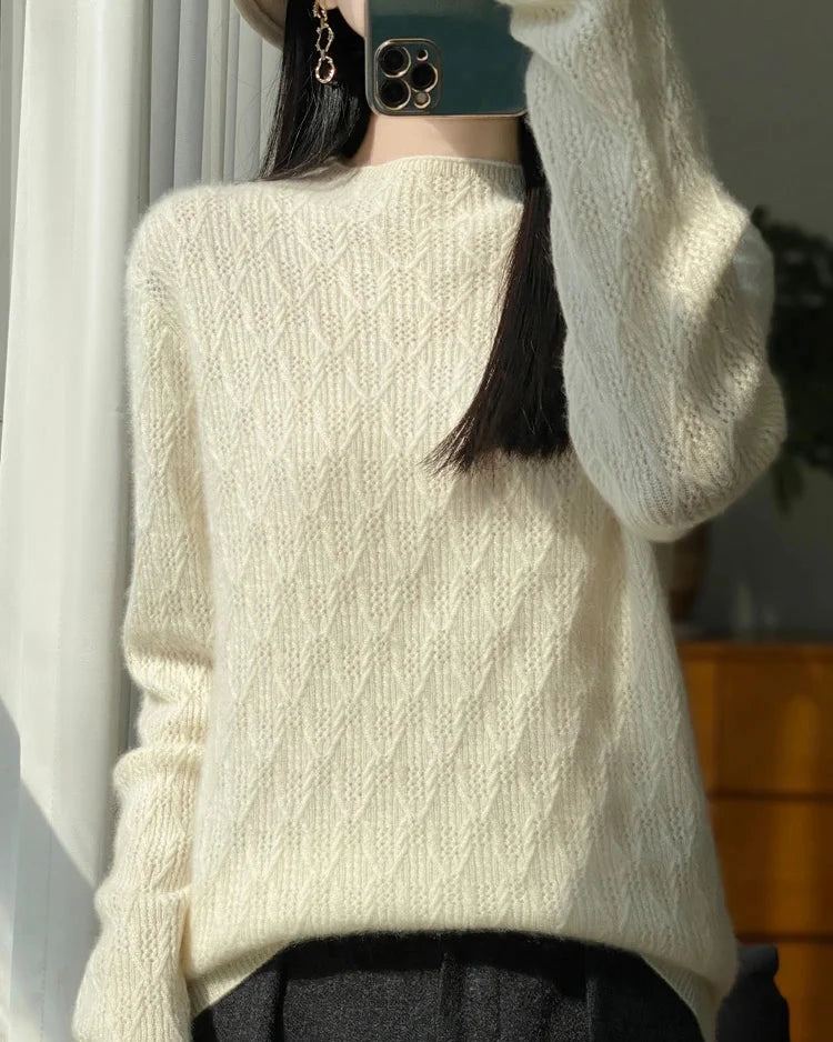 Merino Wool Diamond Jacquard Sweater