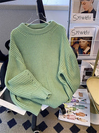 Round-Neck Oversized Knitted Pullover